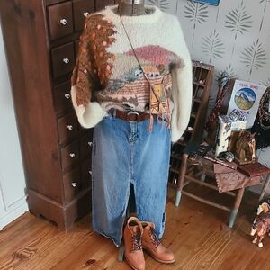 Vintage GAP Blue Denim Long Pencil Skirt. Size 8. 100% Cotton.